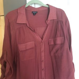 Torrid Red Rust Linen Harper shirt - size two 2